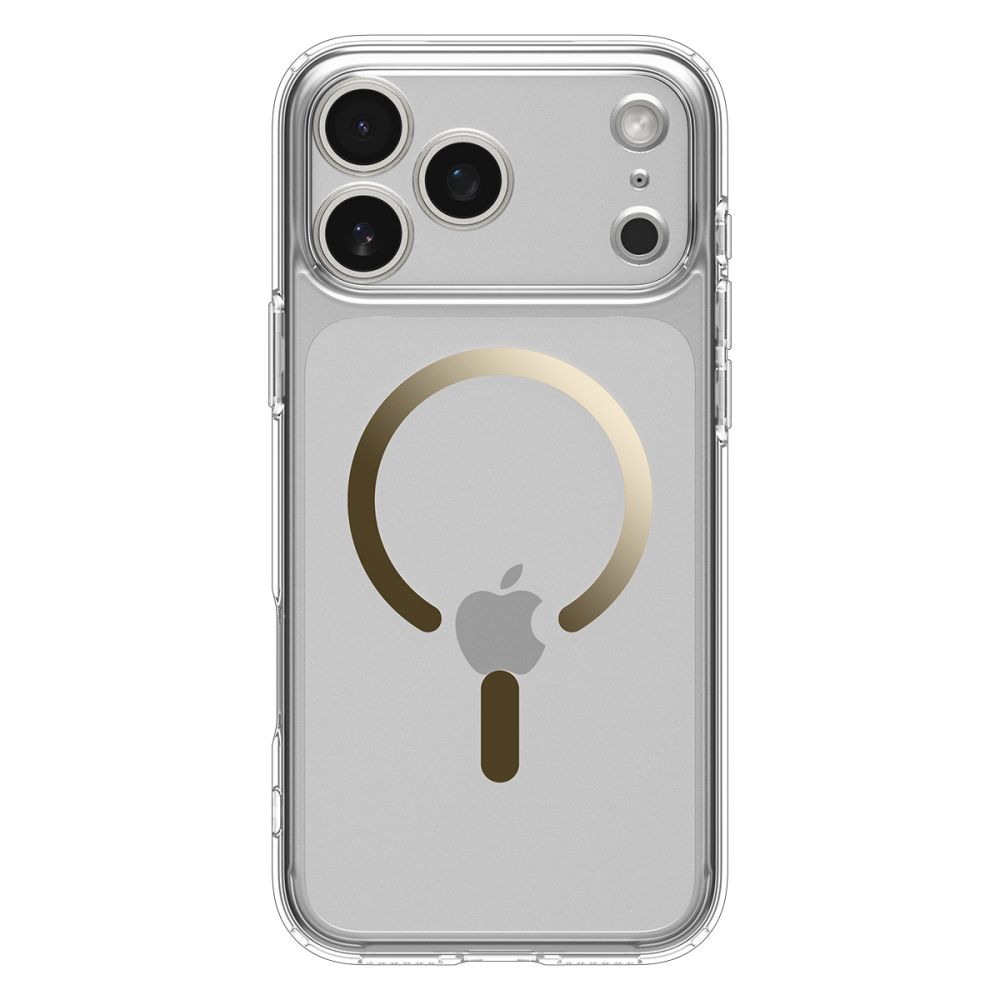 coque ultra hybrid mag magsafe pour iphone 17 pro spigen transparent/or