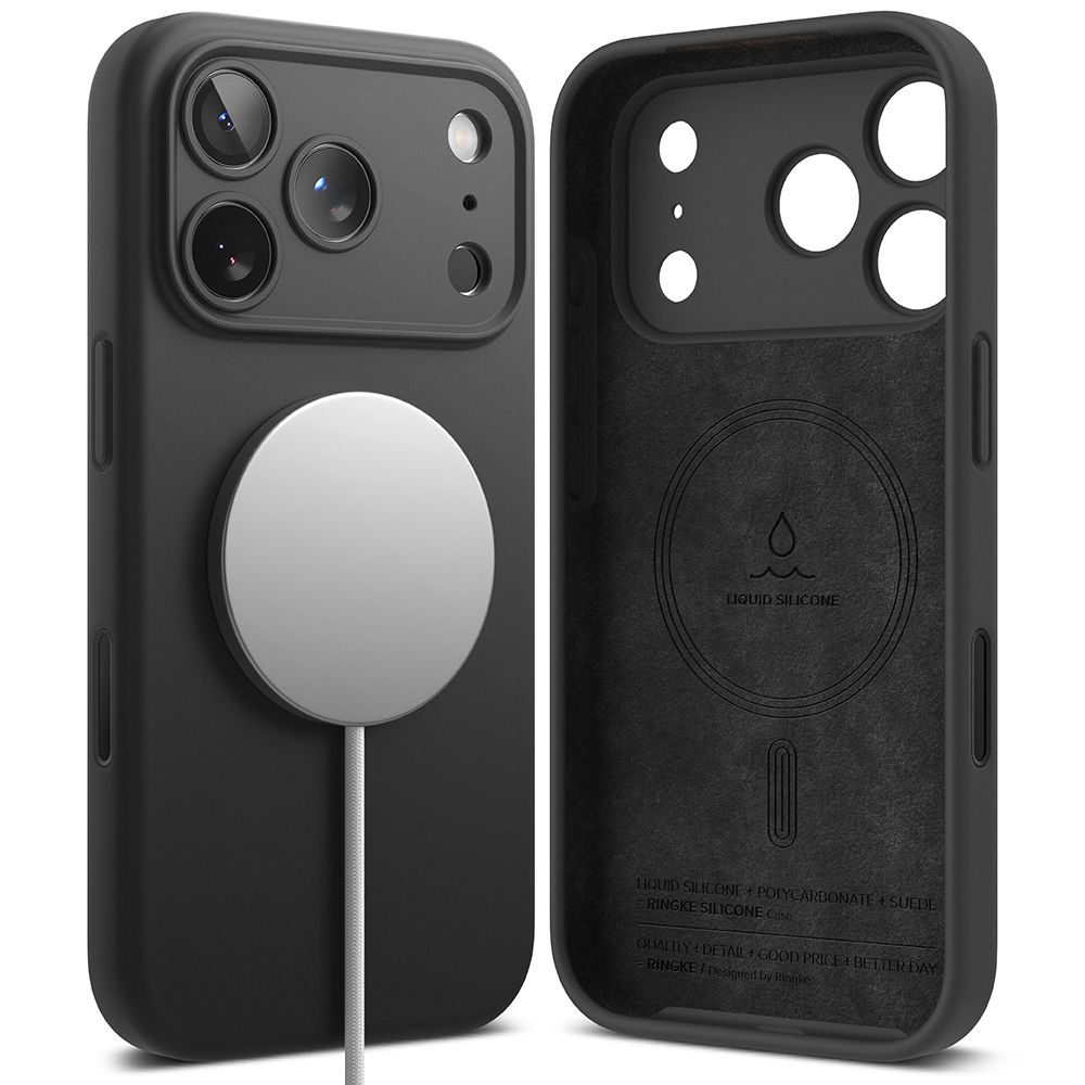 coque silicone magnetic magsafe pour iphone 17 pro ringke noir