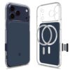 coque ultra hybrid ”t” mag magsafe pour iphone 17 pro spigen bleu mat