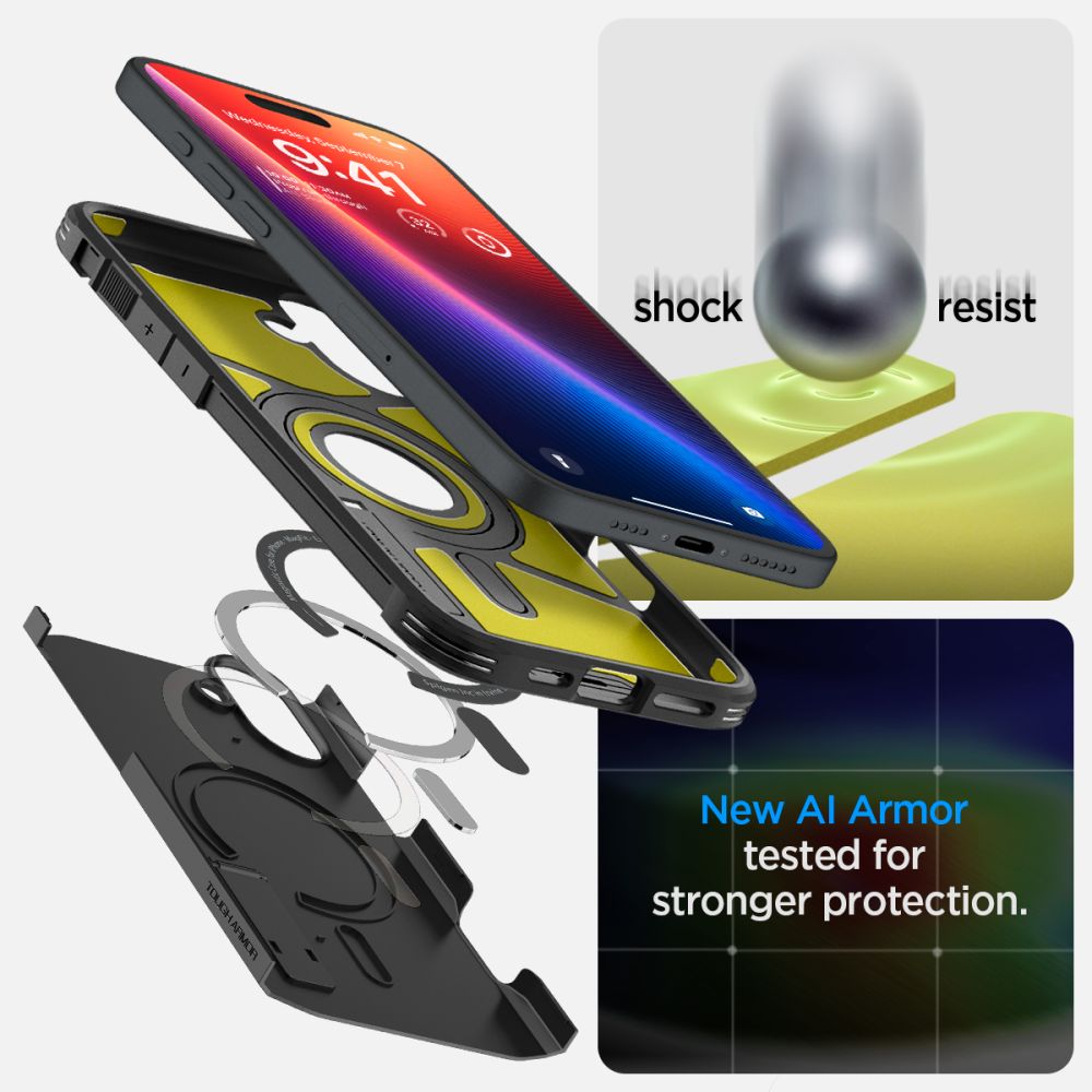 coque iphone 16 tough armor spigen noir