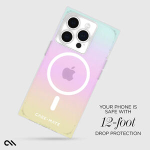 coque iphone 15 pro blox magsafe case mate arc en ciel givré