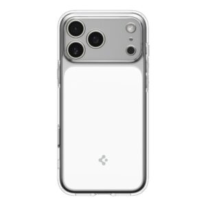 coque ultra hybrid ”t” mag magsafe pour iphone 17 pro spigen blanc brillant