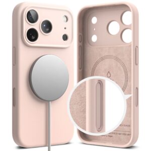 coque silicone magnetic magsafe pour iphone 17 pro ringke sable rose