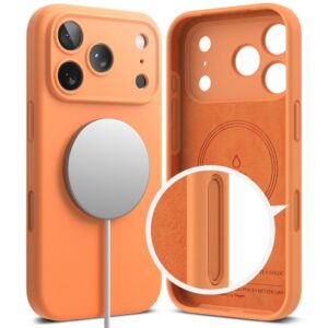 coque silicone magnetic magsafe pour iphone 17 pro ringke orange mandarine