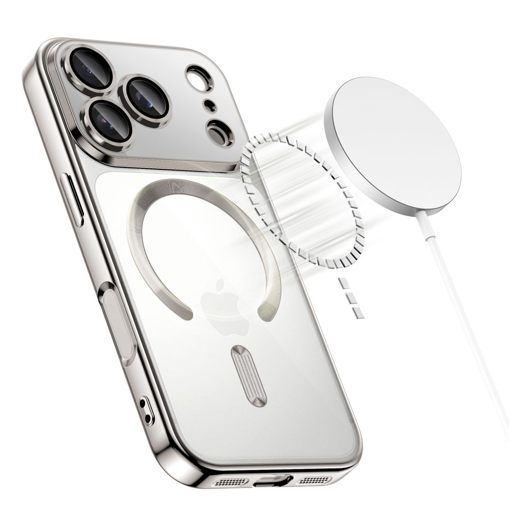 coque magflex magsafe pour iphone 17 pro tech protect argent brillant