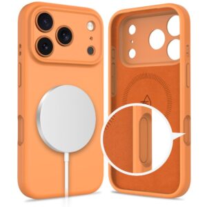 coque silicone magsafe pour iphone 17 pro tech protect orange cosmique