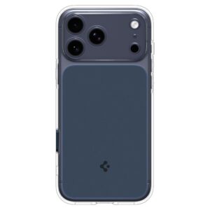 coque ultra hybrid ”t” mag magsafe pour iphone 17 pro spigen bleu mat