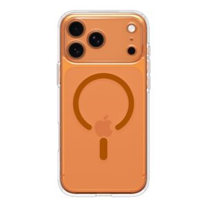 coque ultra hybrid mag magsafe pour iphone 17 pro spigen transparent/orange