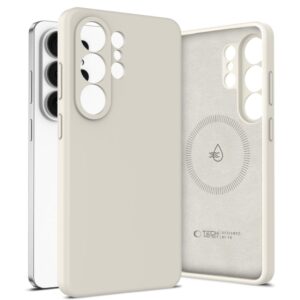 coque silicone magsafe pour samsung galaxy s26 ultra tech protect latte cosmique