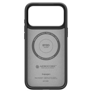 coque enzo aramid ”t” mag magsafe pour iphone 17 pro spigen noir