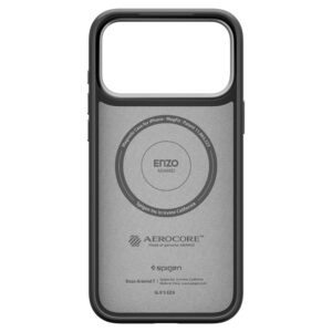 coque enzo aramid ”t” mag magsafe pour iphone 17 pro spigen noir/argent