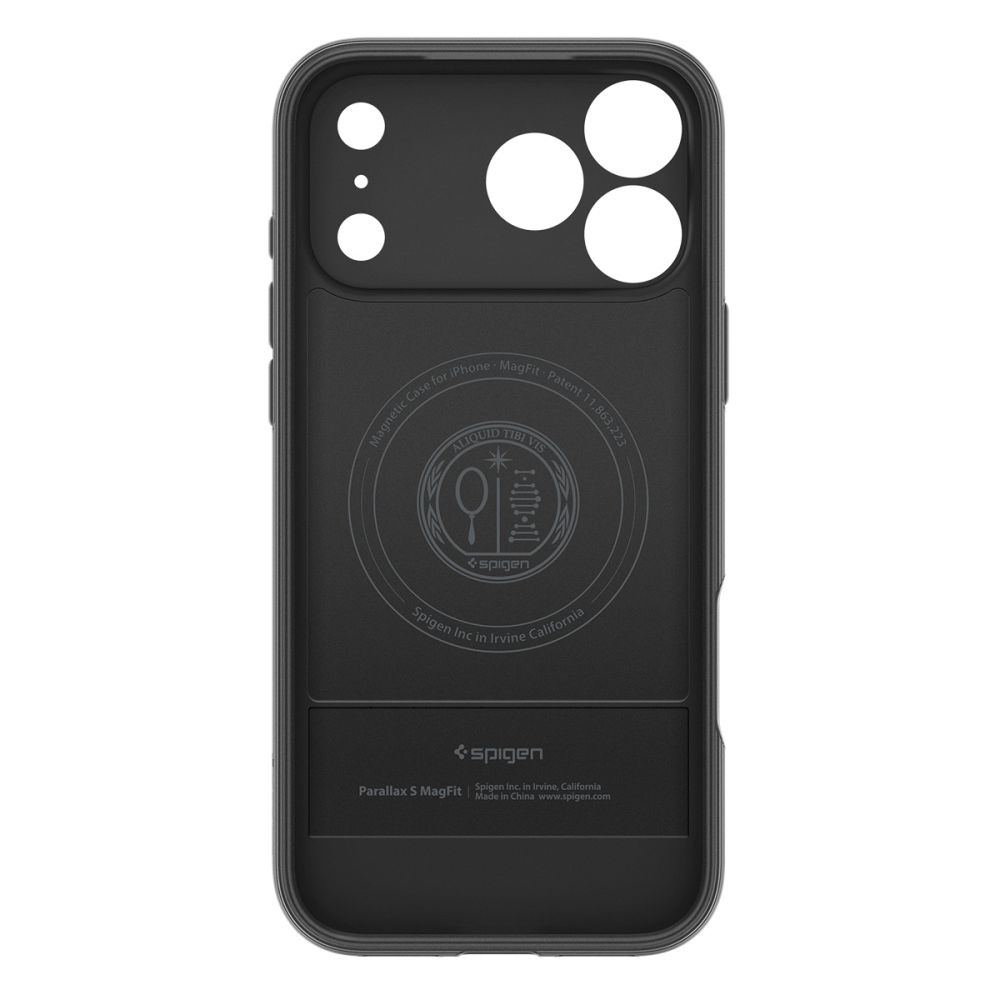coque parallax ”s” mag magsafe pour iphone 17 pro spigen noir mat