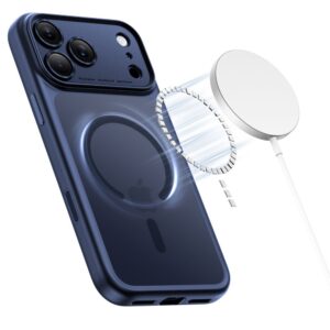 coque magpeak magsafe cc pour iphone 17 pro tech protect bleu profond mat