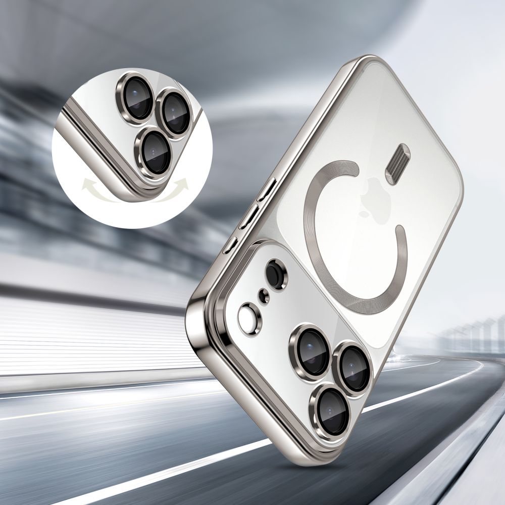 coque magflex magsafe pour iphone 17 pro tech protect argent brillant