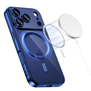 coque magflex magsafe pour iphone 17 pro tech protect bleu profond brillant