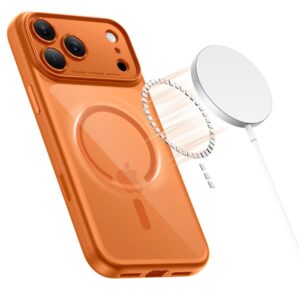 coque magpeak magsafe cc pour iphone 17 pro tech protect orange cosmique/transparent