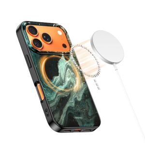 coque lamano magsafe pour iphone 17 pro tech protect vert aura