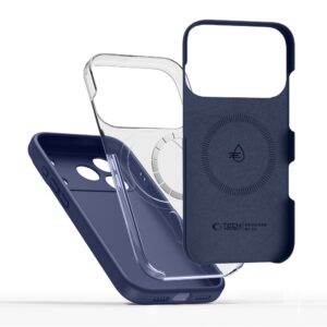coque silicone magsafe pour iphone 17 pro tech protect bleu profond