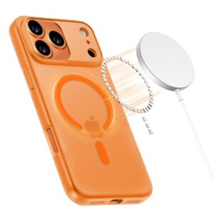 coque magslim magsafe pour iphone 17 pro tech protect mat/orange cosmique