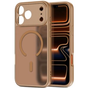 coque basicmag magsafe pour iphone 17 pro tech protect marron mat