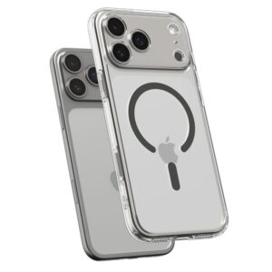 coque ultra hybrid mag magsafe pour iphone 17 pro spigen transparent/graphite