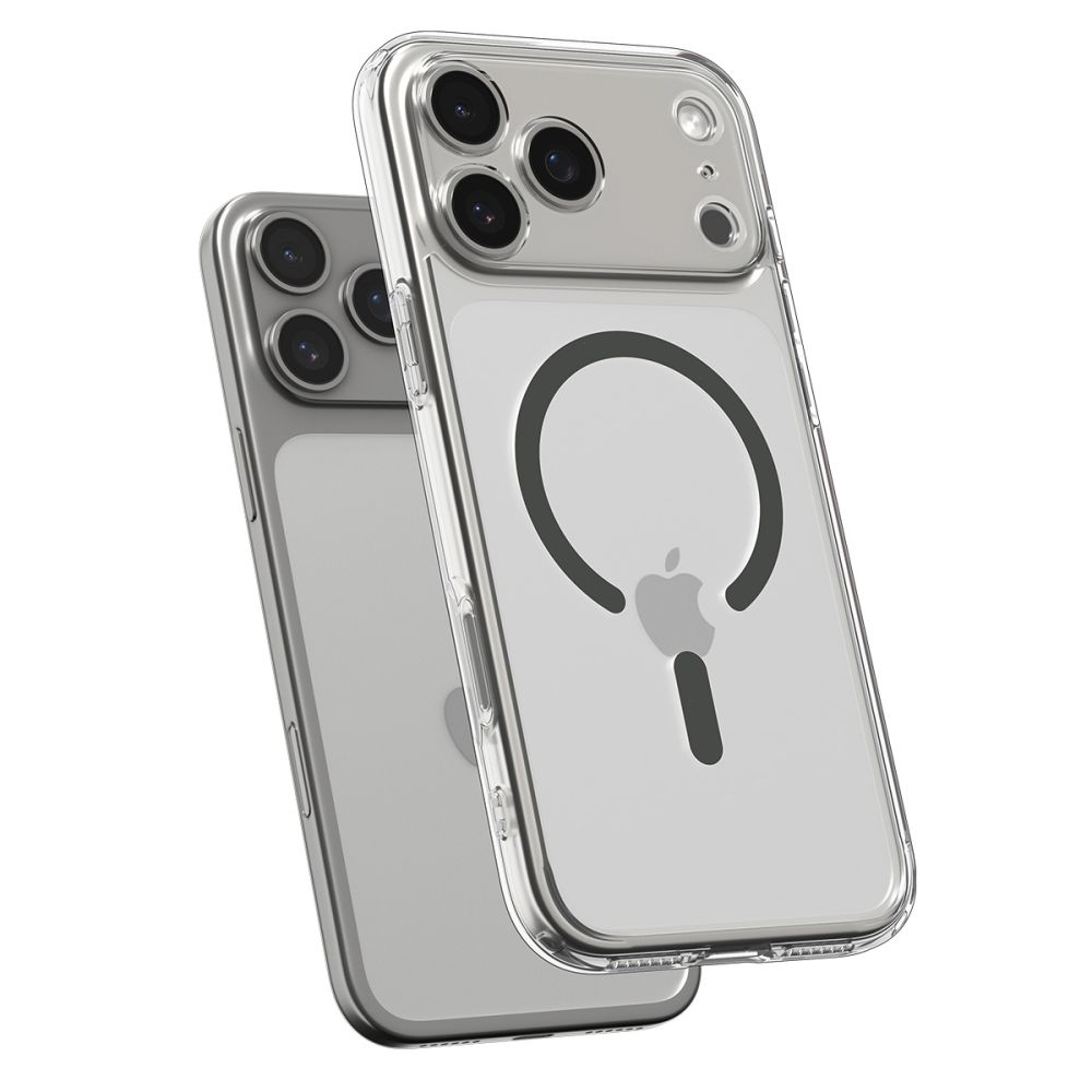 coque ultra hybrid mag magsafe pour iphone 17 pro spigen transparent/graphite