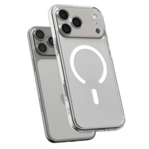 coque ultra hybrid mag magsafe pour iphone 17 pro spigen blanc givré