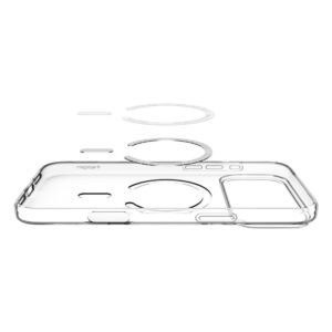 coque liquid crystal mag magsafe pour iphone 17 pro spigen transparent/blanc
