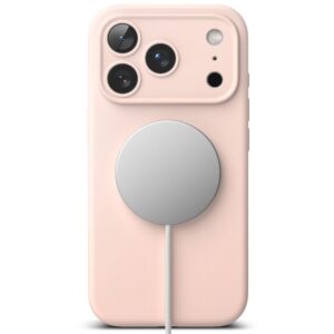 coque silicone magnetic magsafe pour iphone 17 pro ringke sable rose