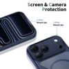 coque magpeak magsafe cc pour iphone 17 pro tech protect bleu profond/transparent