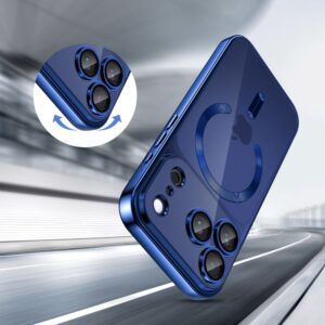 coque magflex magsafe pour iphone 17 pro tech protect bleu profond brillant