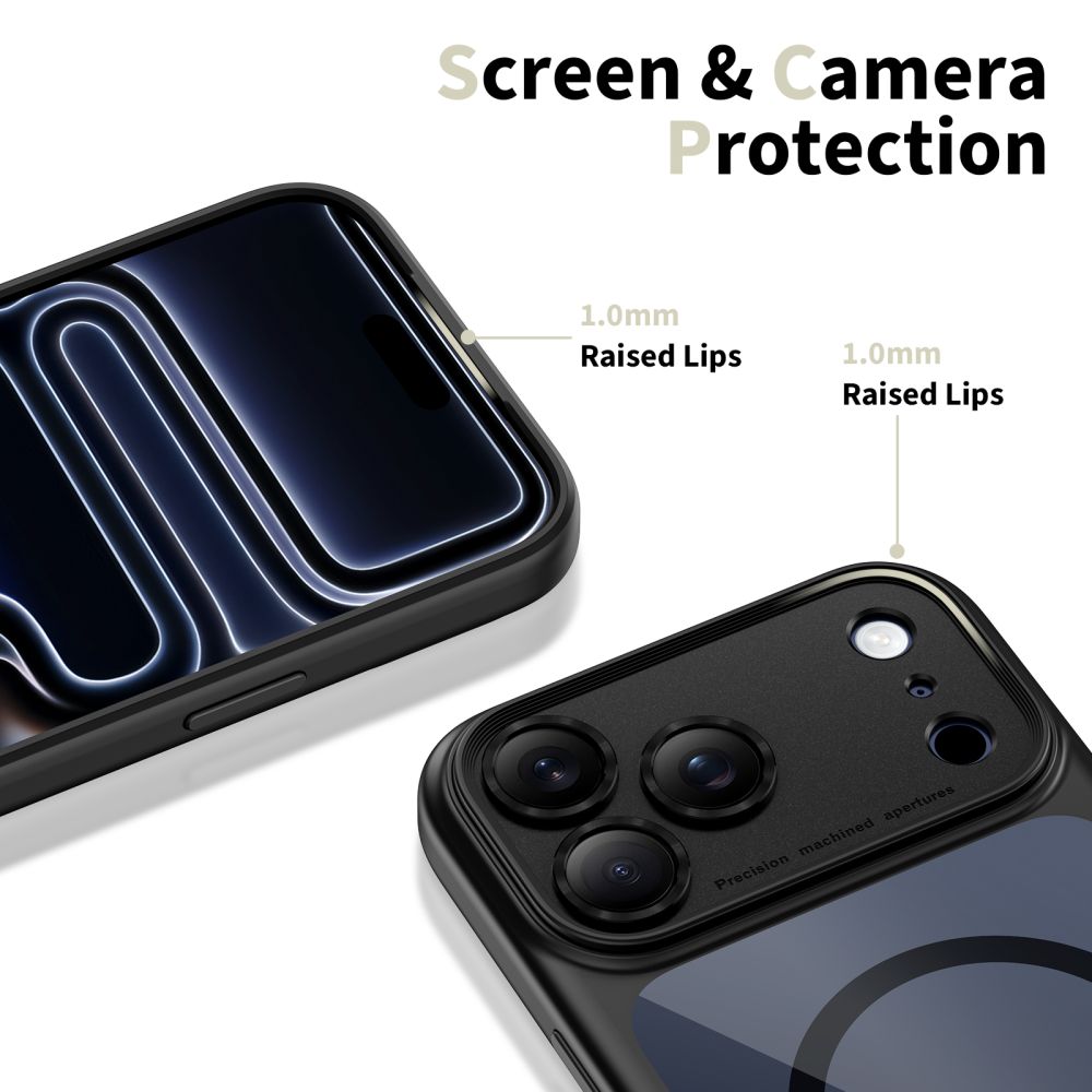 coque magpeak magsafe cc pour iphone 17 pro tech protect noir/transparent