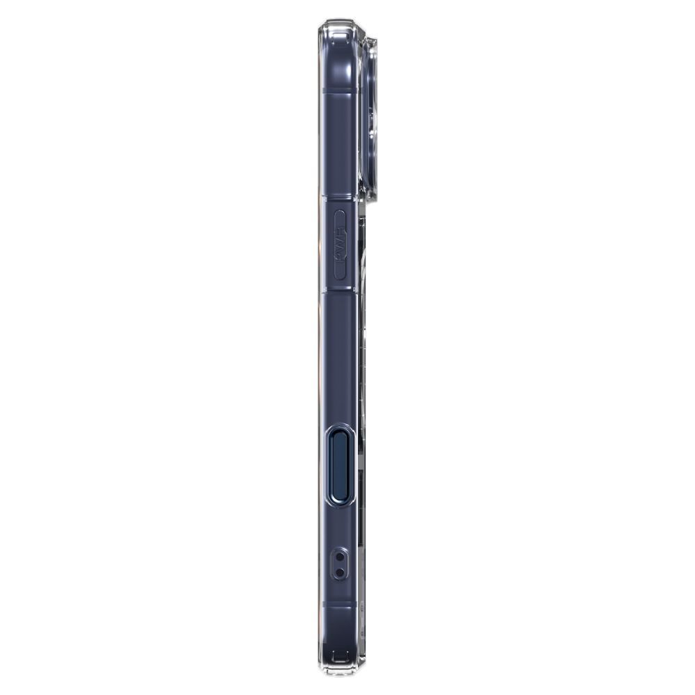 coque ultra hybrid ”t” mag magsafe pour iphone 17 pro spigen bleu mat
