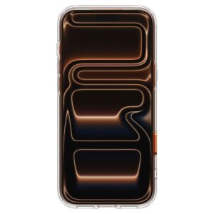 coque ultra hybrid ”t” mag magsafe pour iphone 17 pro spigen orange brillant