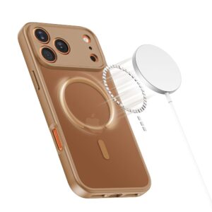 coque basicmag magsafe pour iphone 17 pro tech protect marron mat