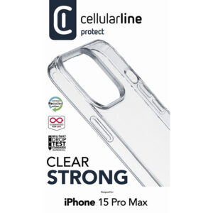 coque iphone 15 pro max clear strong cellularline transparent