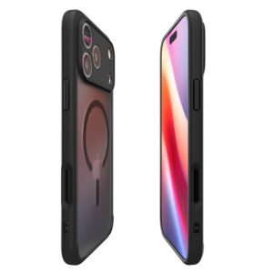 coque ultra hybrid mag magsafe pour iphone 17 pro spigen noir givré