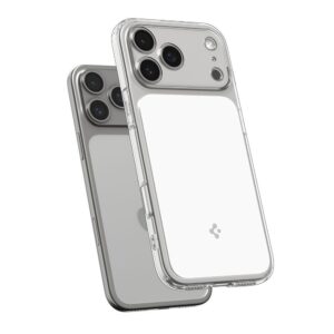 coque ultra hybrid ”t” mag magsafe pour iphone 17 pro spigen blanc brillant