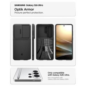 coque optik armor pour samsung galaxy s26 ultra spigen noir