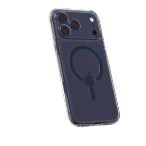 coque ultra hybrid mag magsafe pour iphone 17 pro spigen transparent/bleu profond
