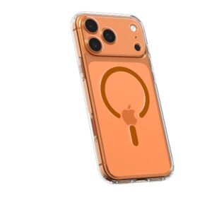 coque ultra hybrid mag magsafe pour iphone 17 pro spigen transparent/orange