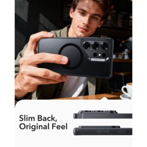 coque classic hybrid magsafe pour samsung galaxy s26 ultra esr noir givré