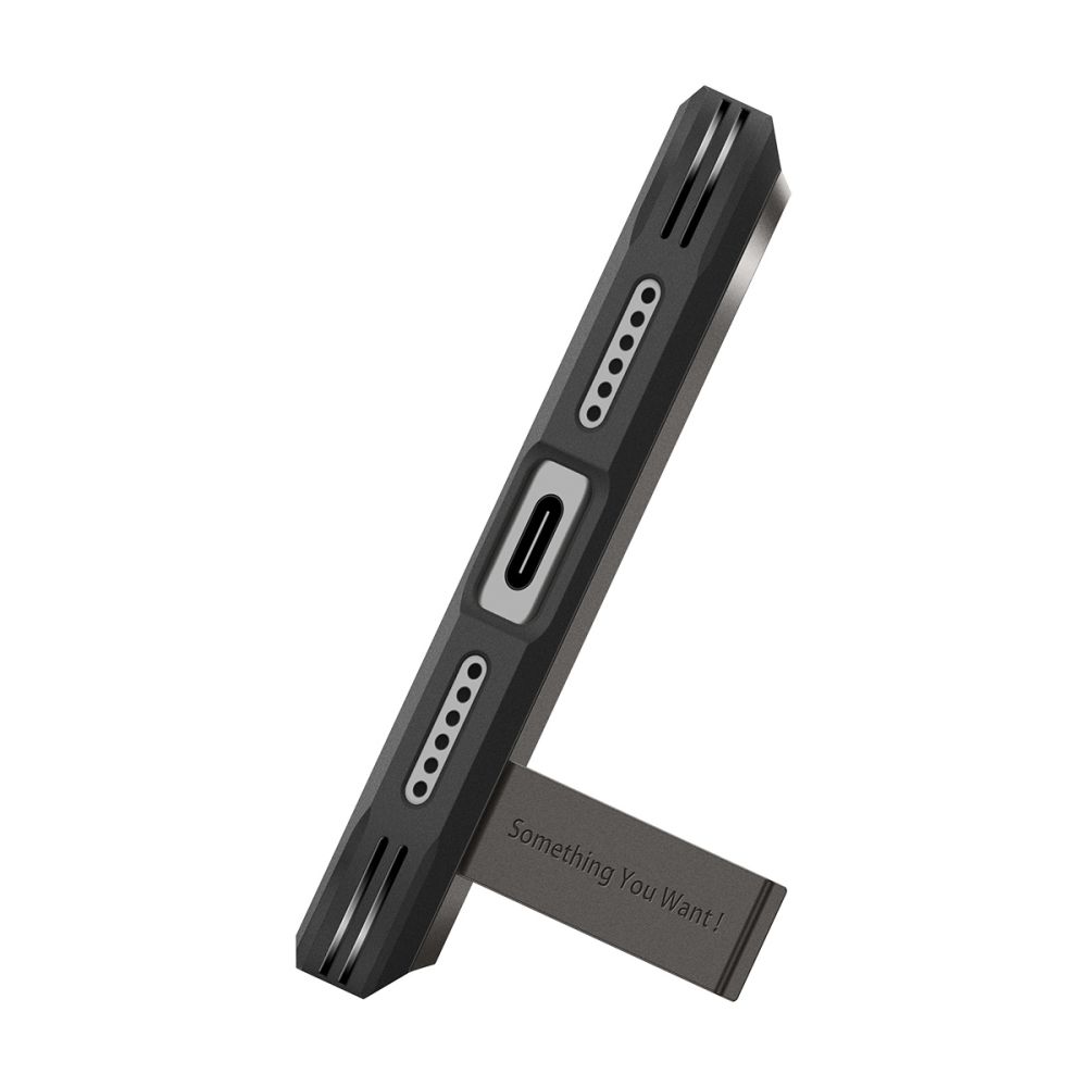 coque tough armor ”t” mag magsafe pour iphone 17 pro spigen gris gunmetal