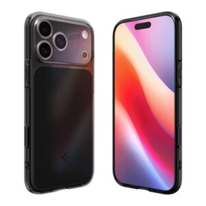 coque ultra hybrid ”t” mag magsafe pour iphone 17 pro spigen noir mat