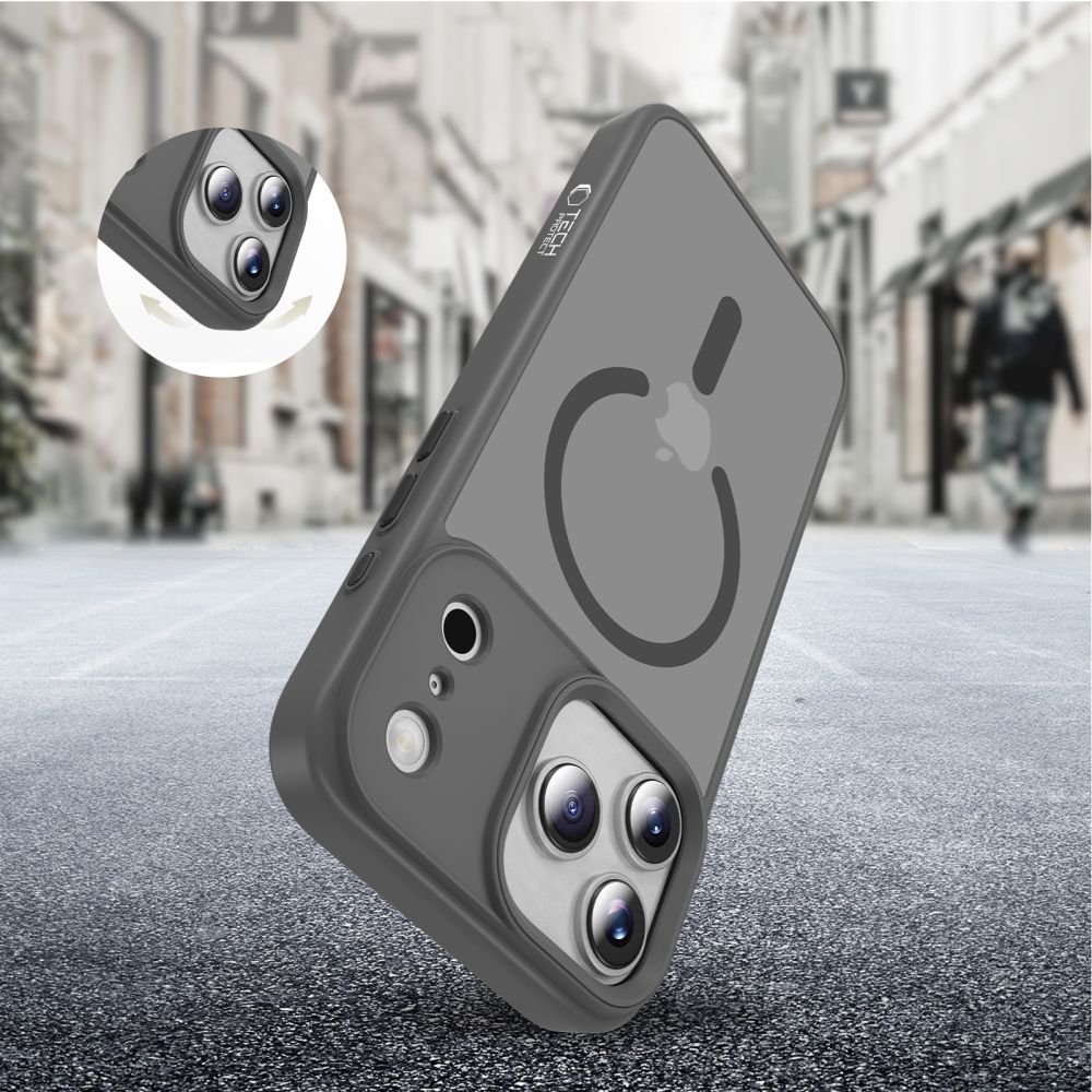 coque magmat magsafe pour iphone 17 pro tech protect gris crayon mat