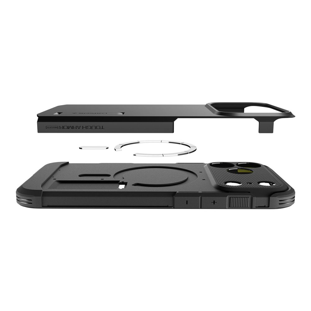 coque tough armor ”t” mag magsafe pour iphone 17 pro spigen gris gunmetal