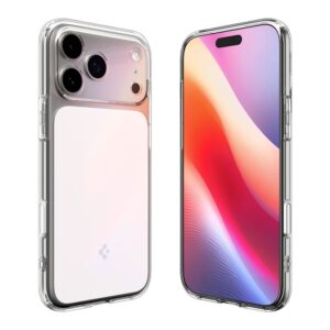 coque ultra hybrid ”t” mag magsafe pour iphone 17 pro spigen blanc brillant