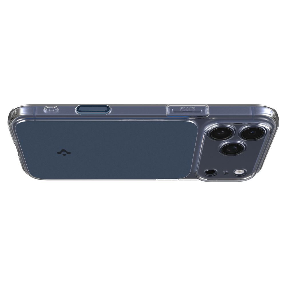 coque ultra hybrid ”t” mag magsafe pour iphone 17 pro spigen bleu mat