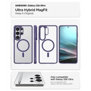 coque ultra hybrid magsafe pour samsung galaxy s26 ultra spigen violet profond