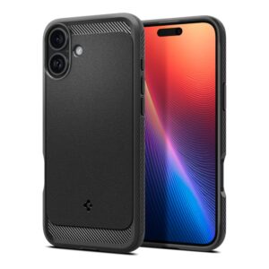 coque iphone 16 rugged armor spigen noir mat